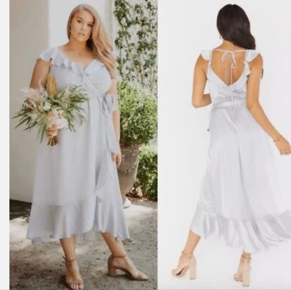 Show Me Your Mumu Elegant Blue Ruffle Dress
